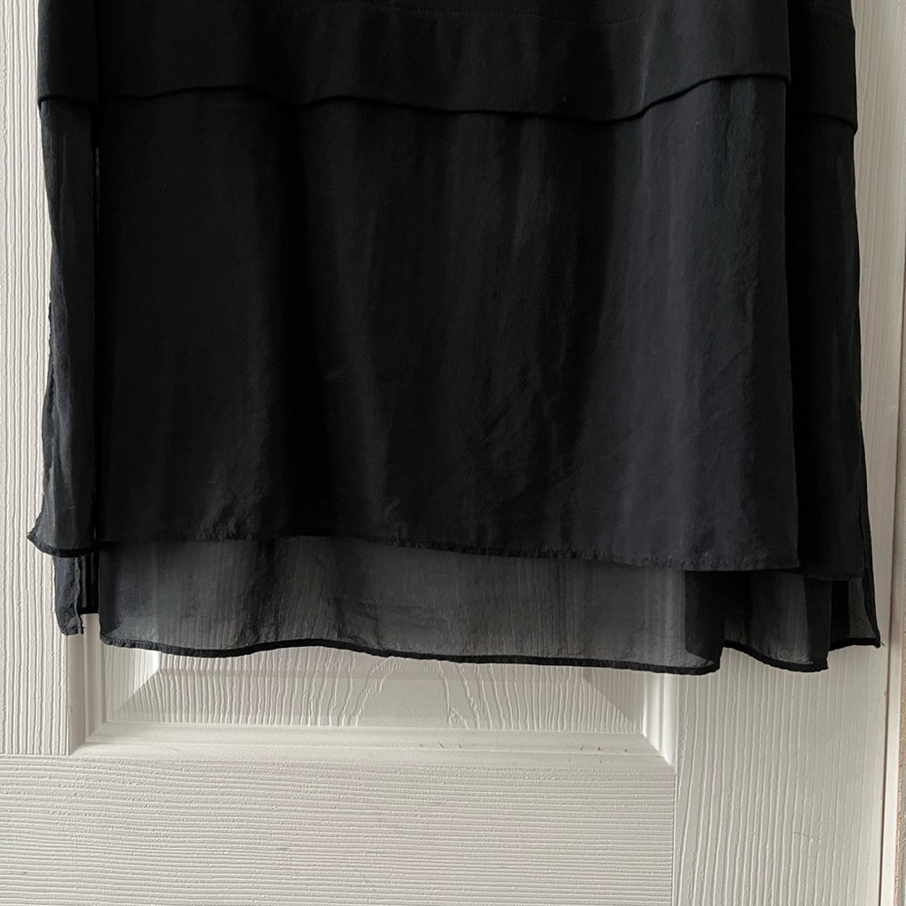 EUC — Eileen Fisher 100% Silk Sleeveless Black Layered Bateau Neck Tunic - Picture 6 of 10